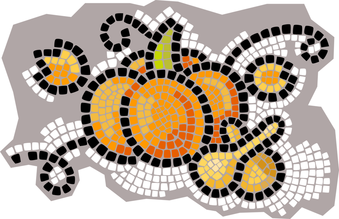 Vector Illustration of Decorative Mosaic Halloween Pumpkin Squash