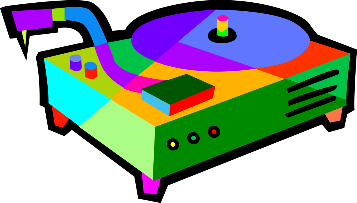 Vector Illustration of Musical Vinyl Record Player Turntable