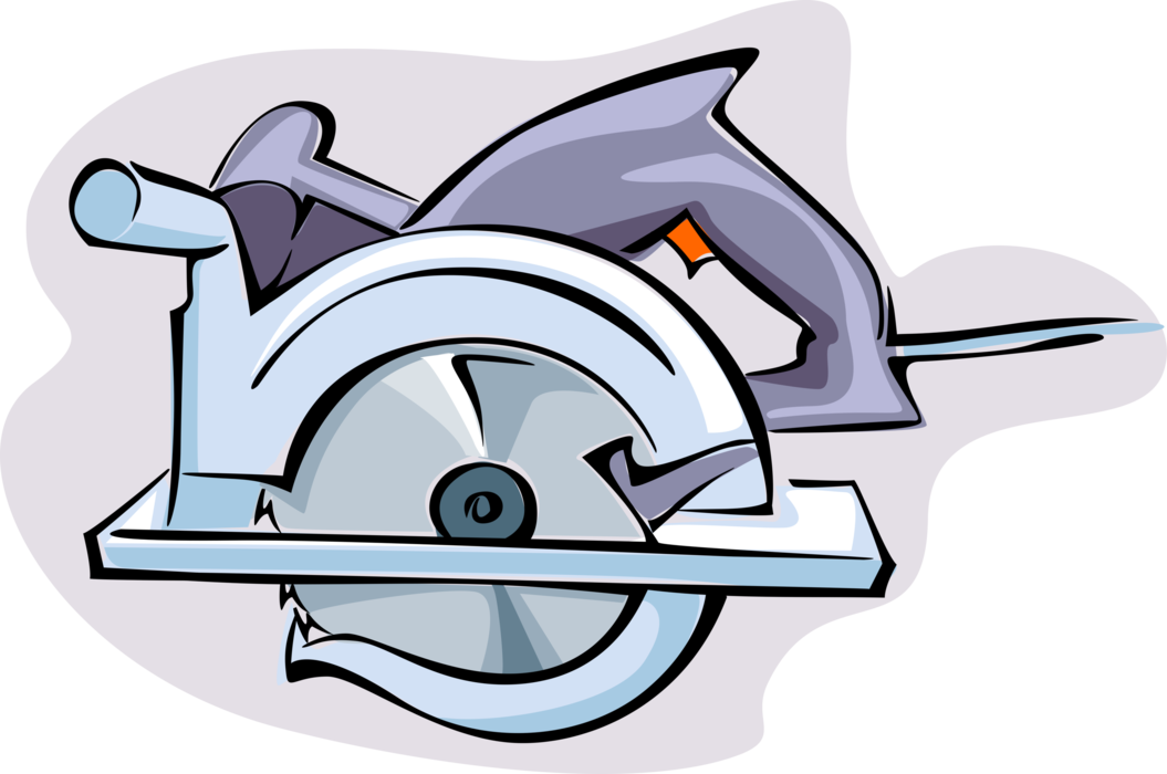 Vector Illustration of Circular Saw Electric Power Tool for Construction, Woodworking and Carpentry