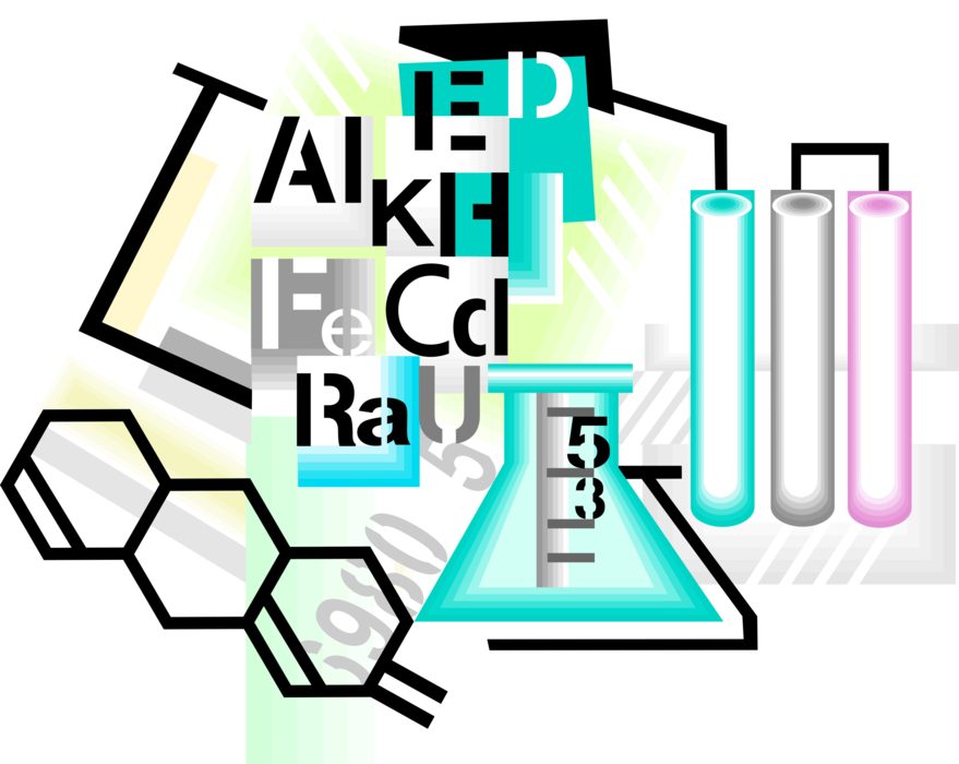 Vector Illustration of Chemistry Laboratory Flasks and Test Tubes