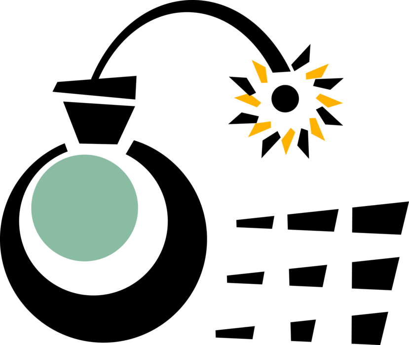 Vector Illustration of Bomb Explosive Weapon Detonates and Explodes