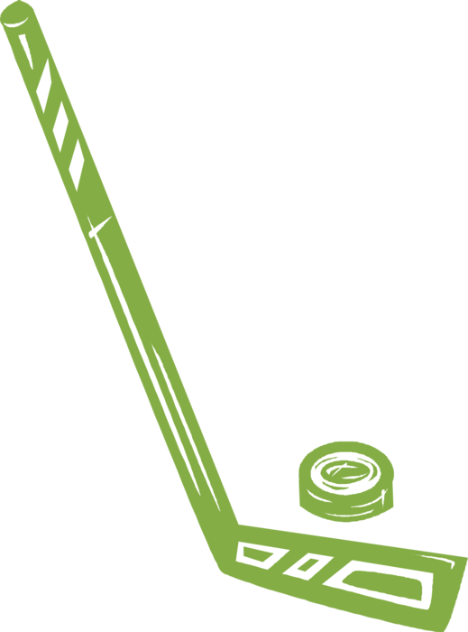 Vector Illustration of Sport of Ice Hockey Equipment Stick and Puck