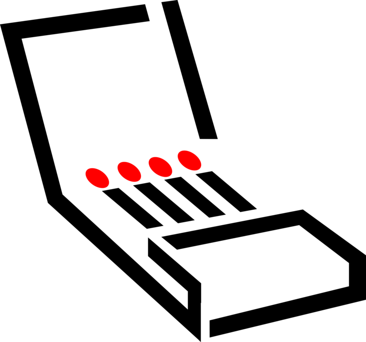 Vector Illustration of Book of Sulphur Matches Match Tool for Starting Fire