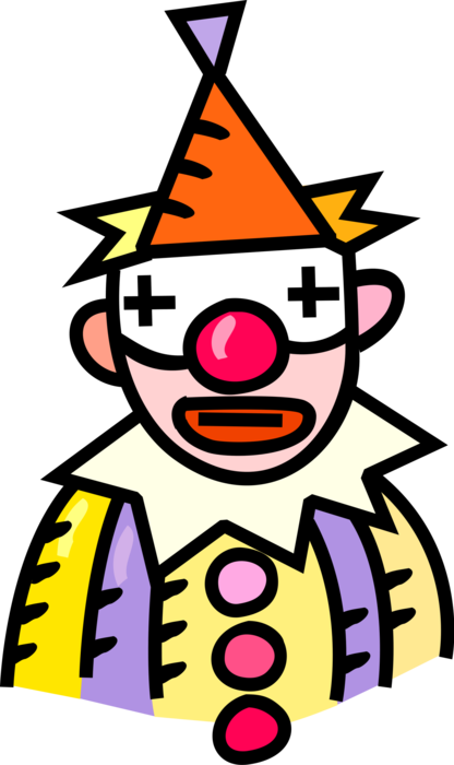 Vector Illustration of Big Top Circus Clown with Funny Glasses
