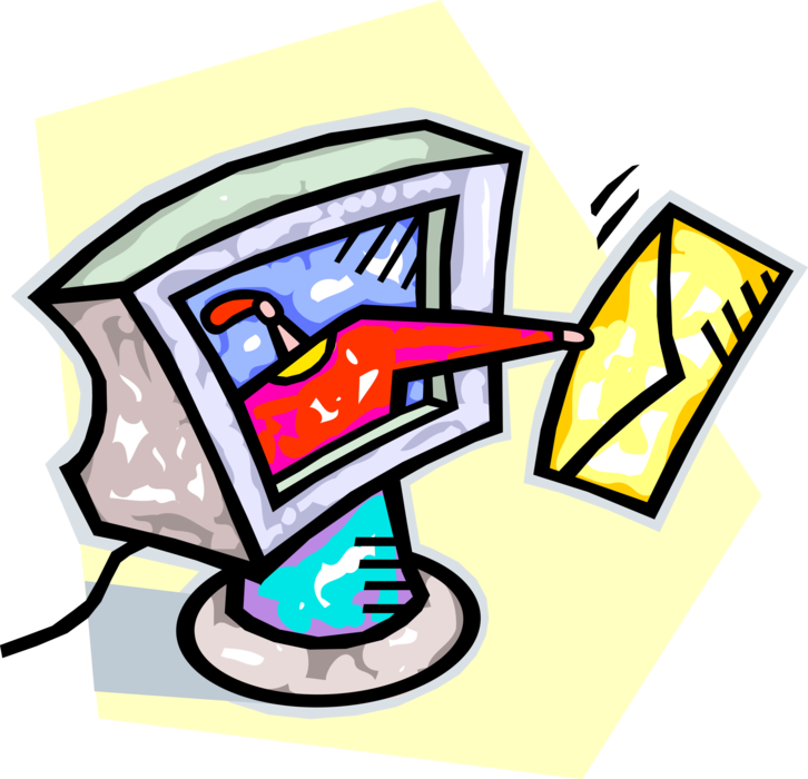 Vector Illustration of Internet Electronic Mail Email Correspondence Delivers Digital Message