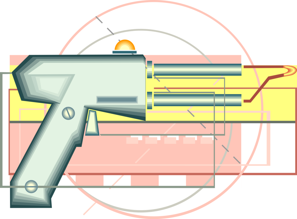 Vector Illustration of Electrically Powered Soldering Gun Solders Metal