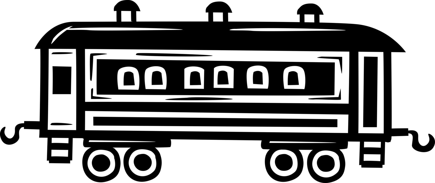 Vector Illustration of Rail Transportation Railway Train Car Carries Passengers