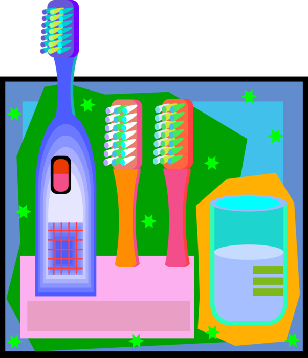 Vector Illustration of Dental Oral Hygiene Electric Toothbrush