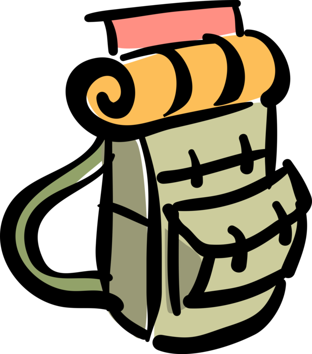 Vector Illustration of Travel, Camping and Hiking Backpack Knapsack