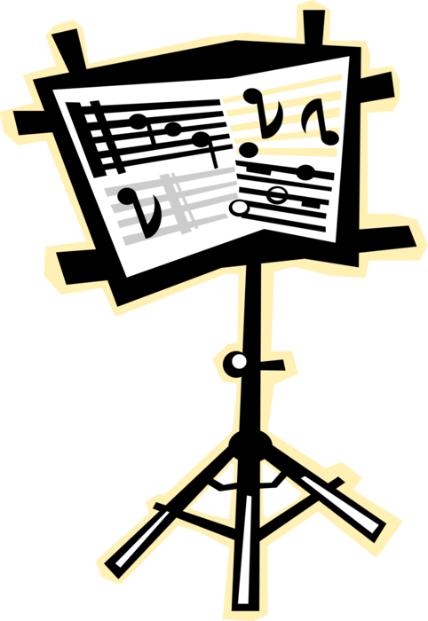 Vector Illustration of Sheet Music on Orchestra Music Stand