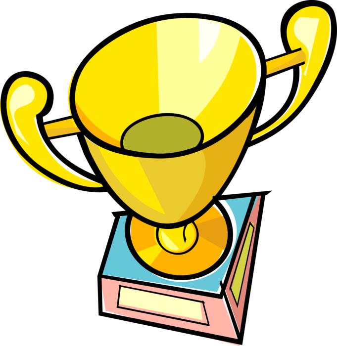 Vector Illustration of Gold Trophy Cup Recognizes Specific Achievement or Evidence of Merit