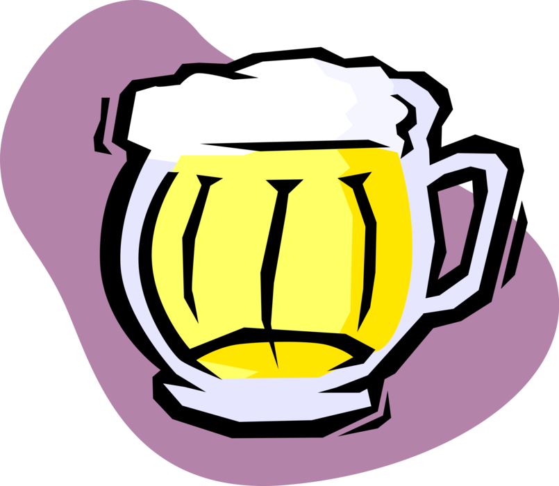 Vector Illustration of Mug of Beer Fermented Malt Barley Alcohol Beverage
