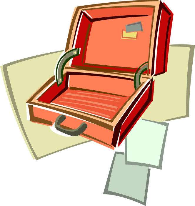 Vector Illustration of Briefcase or Attaché Portfolio Case Carries Documents