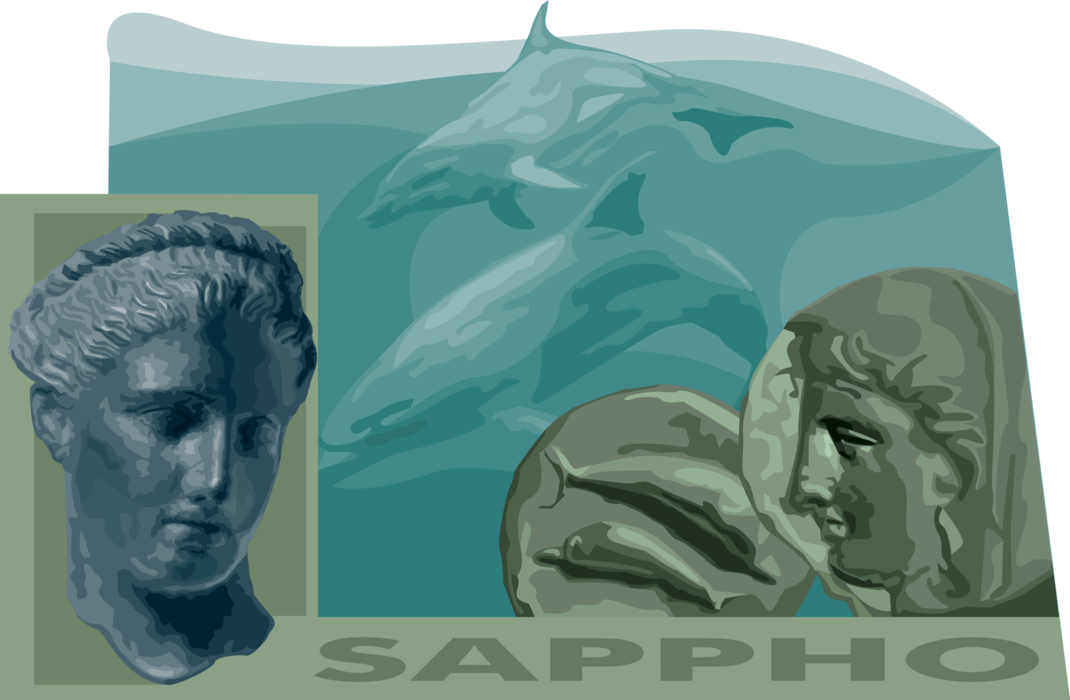 Vector Illustration of Sappho Greek Lyric Poet Born on Isle of Lesbos
