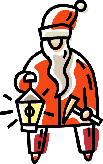 Vector Illustration of Santa Claus with Lamp Light and Hammer