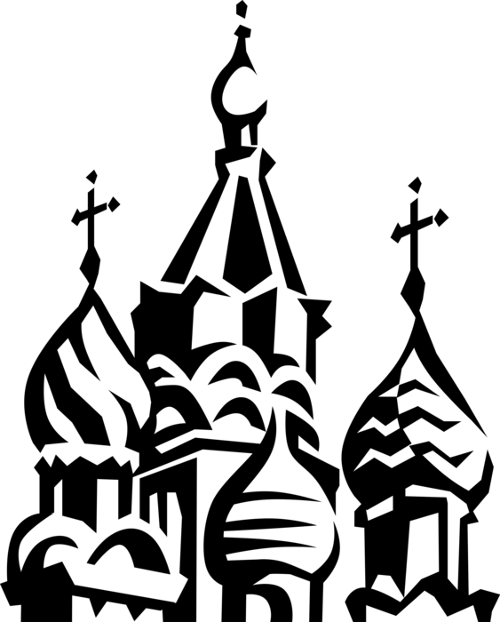 Vector Illustration of St Basil's Christian Church Cathedral on Red Square, Moscow, Russia