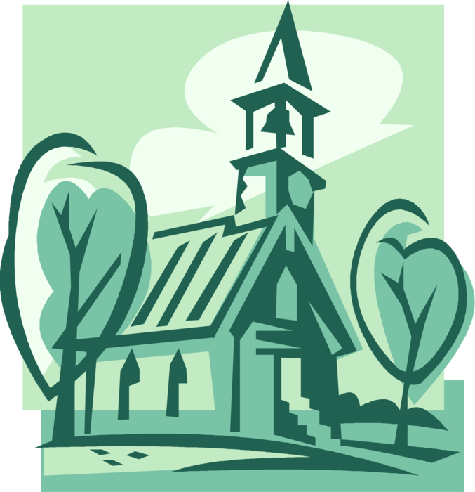 Vector Illustration of Christian Church Cathedral House of Worship Steeple Architecture