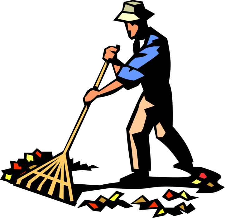 Vector Illustration of Lawn Care Rake for Raking Leaves and Debris