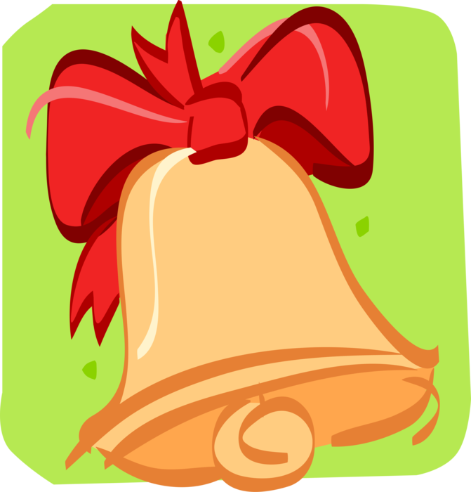 Vector Illustration of Holiday Season Christmas Festive Bell with Red Ribbon Bow