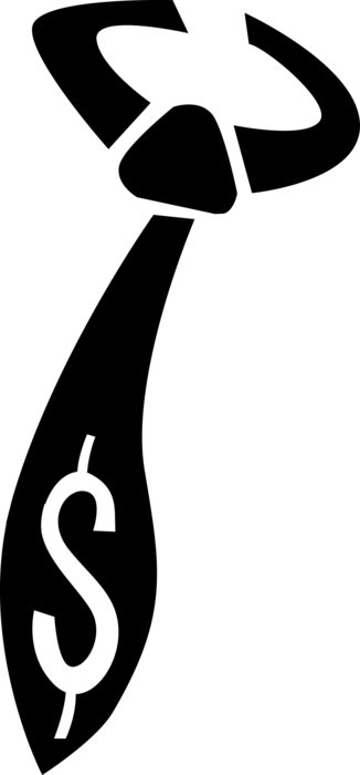 Vector Illustration of Financial Concept Necktie Tie Clothing Accessory with Cash Money Dollar Sign