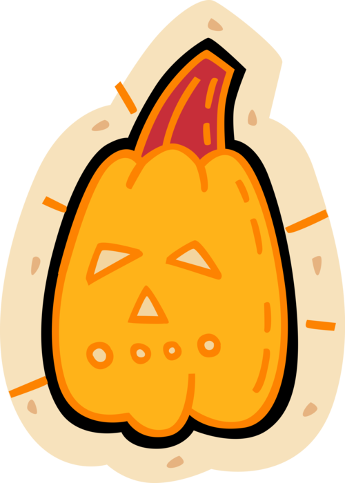 Vector Illustration of Halloween Trick or Treat Jack-o'-Lantern Carved Pumpkin