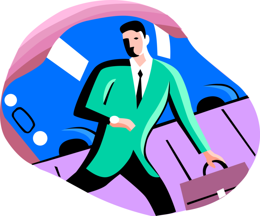 Vector Illustration of Businessman Running Late for Business Meeting