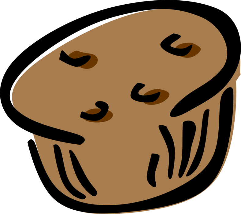 Vector Illustration of Baked Quick Bread Muffin Eaten as Breakfast Food