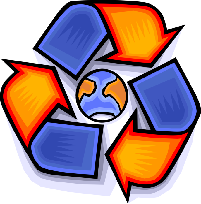 Vector Illustration of Recycling is Good for the Environment of Planet Earth