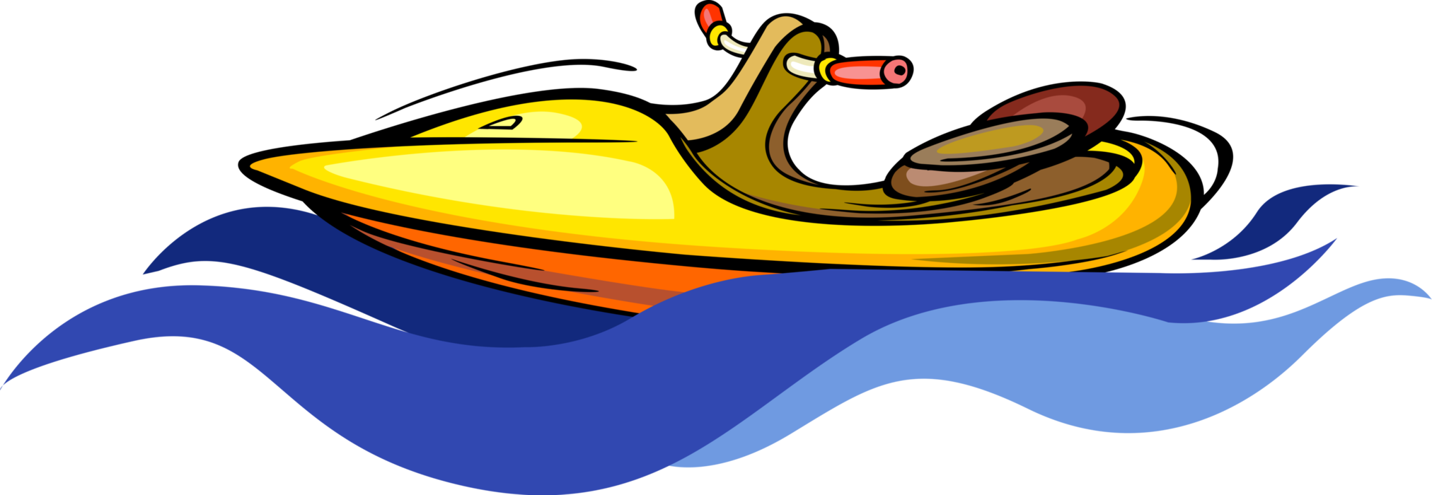 Vector Illustration of Personal Watercraft Personal Watercraft Water Sports Jet Skiers on Sea-Doo Jet Ski