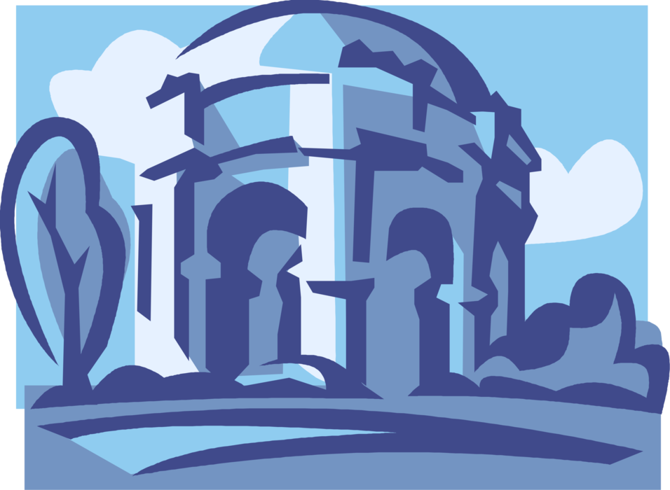 Vector Illustration of Dome Architecture Monument Building