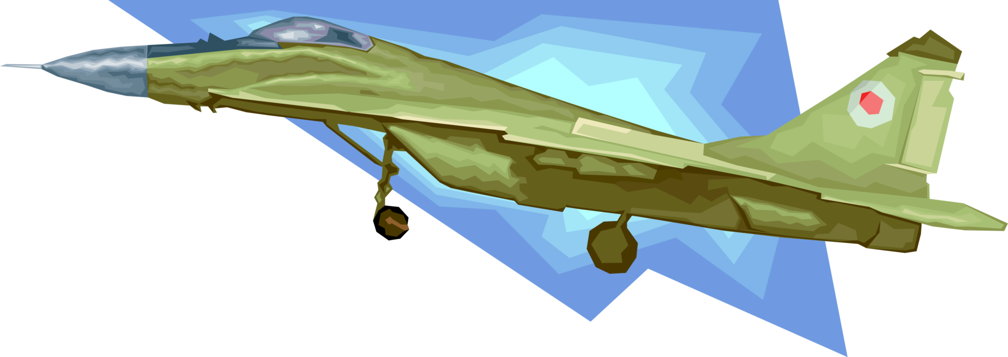 Vector Illustration of Military Airforce Jet Airplane Aircraft Airplane in Flight
