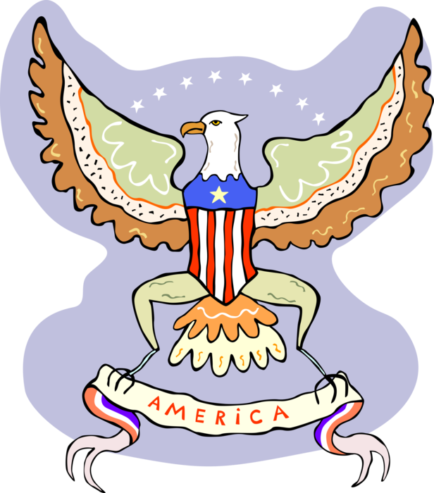 Vector Illustration of American Bald Eagle National Bird of United States of America Crest