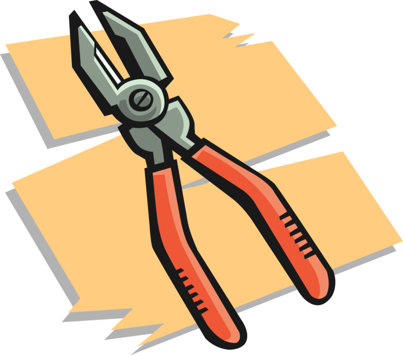 Vector Illustration of Diagonal Pliers or Wire Cutters Cut Electrical Wire