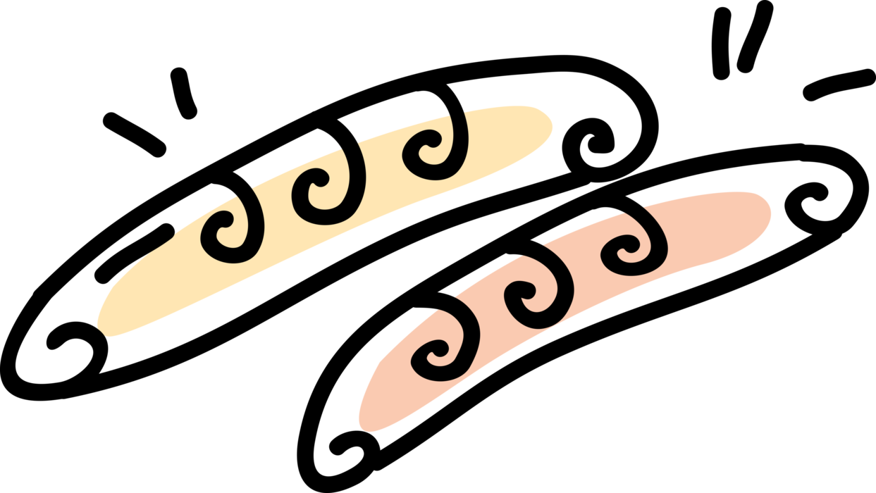 Vector Illustration of Staple Food Baked Baguette Bread Prepared from Flour and Water Dough