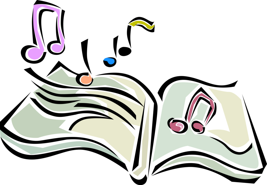 Vector Illustration of Music Song Book with Musical Notes