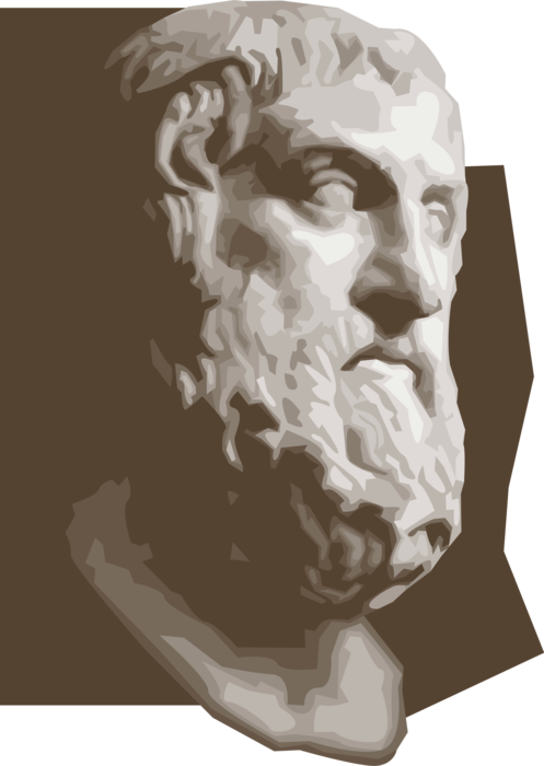 Vector Illustration of Sophocles, Ancient Greece Tragic Poet and Celebrated Greek Playwright