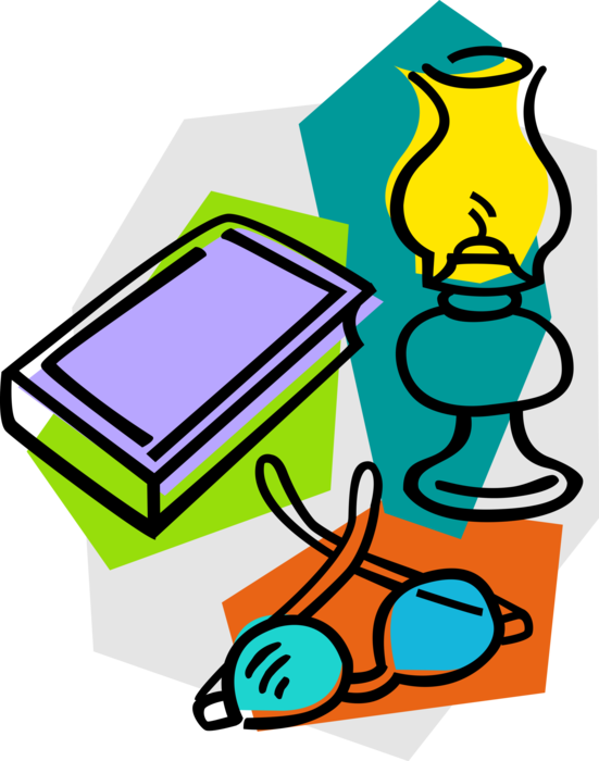 Vector Illustration of Reading Light with Book and Eyeglasses