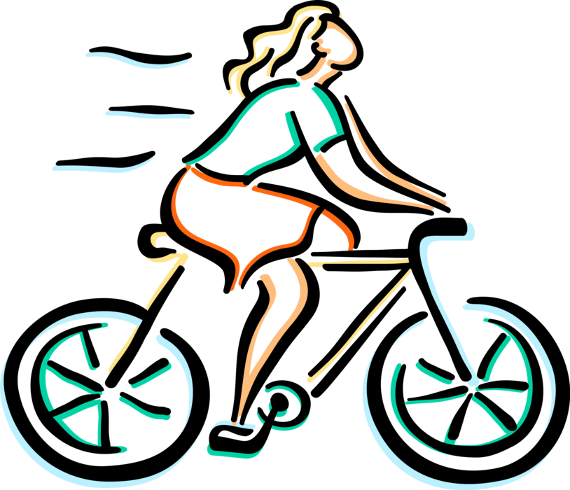 Vector Illustration of Cycling Enthusiast Rides Bicycle Bike Outdoors