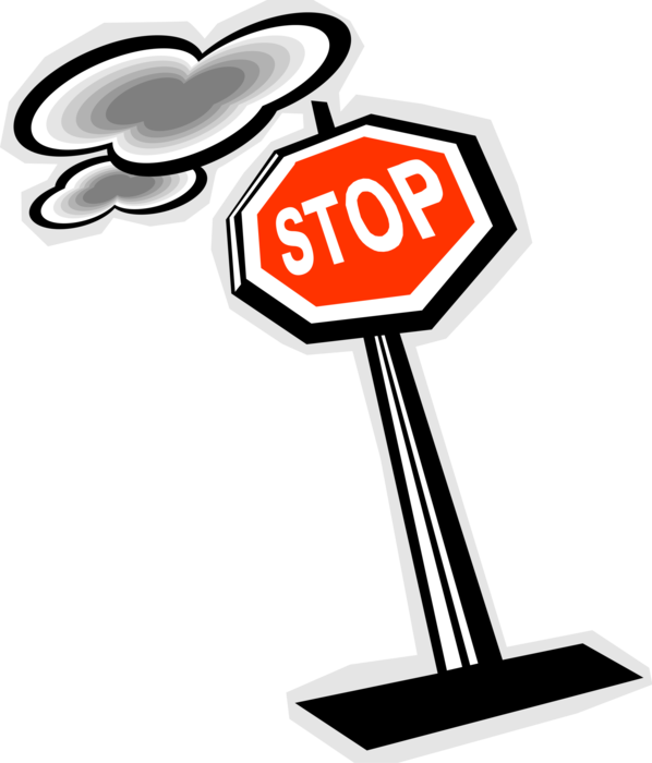 Vector Illustration of Traffic Stop Sign Notifies Motorist Drivers They Must Stop Before Proceeding