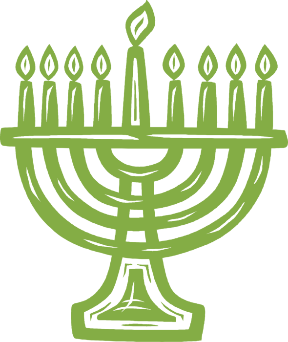 Vector Illustration of Jewish Chanukah Hanukkah Menorah Lampstand Nine Candles Candelabrum 