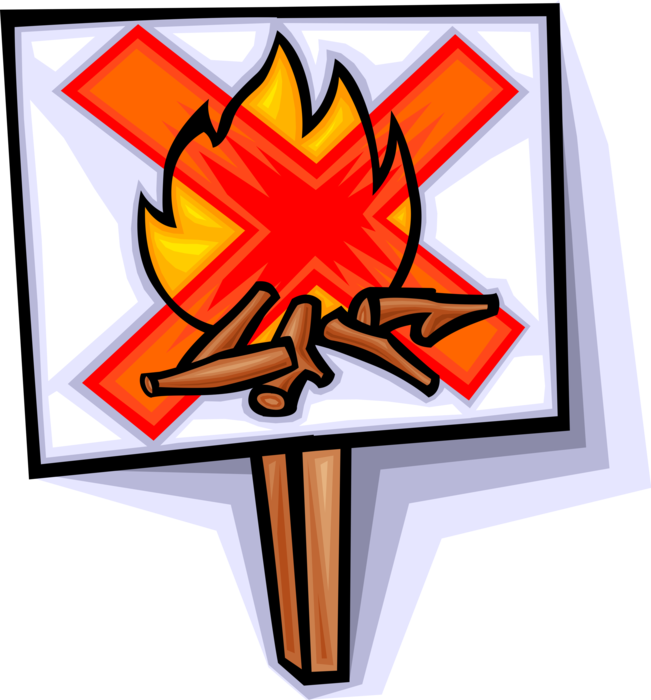 Vector Illustration of Park Restricted Fire Zone Campfire Ban in Wildfire Risk Season