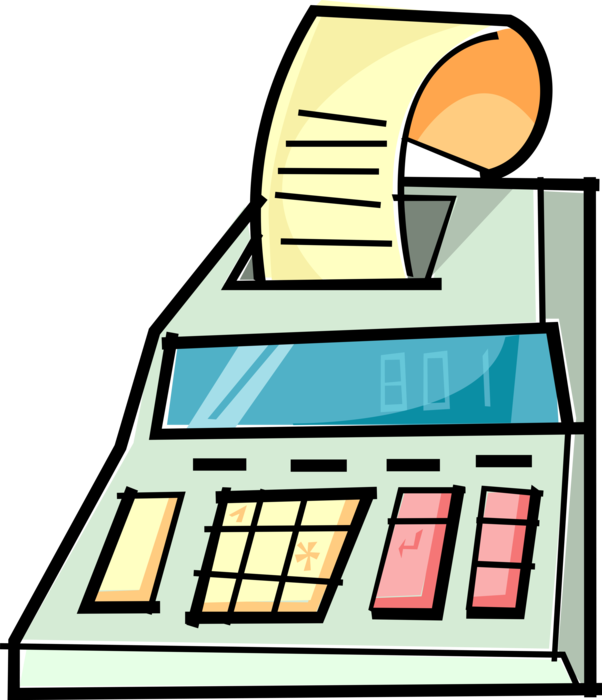 Vector Illustration of Calculator Portable Electronic Device Performs Basic Operations of Mathematics