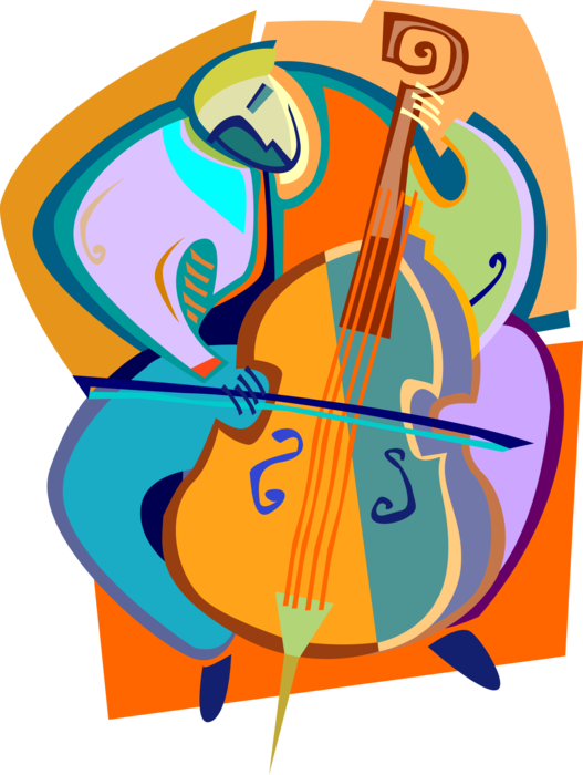 Vector Illustration of Cellist Musician Plays Cello Musical Instrument