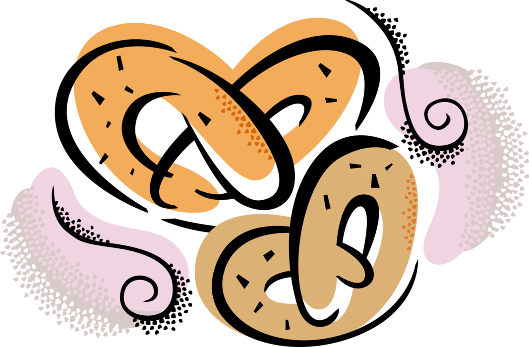 Vector Illustration of Crisp Dry Baked Biscuit Salted Pretzel Snack