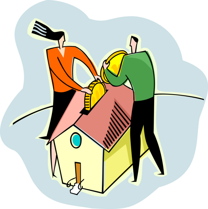 Vector Illustration of Family Makes Financial Investment in Real Estate Housing Market