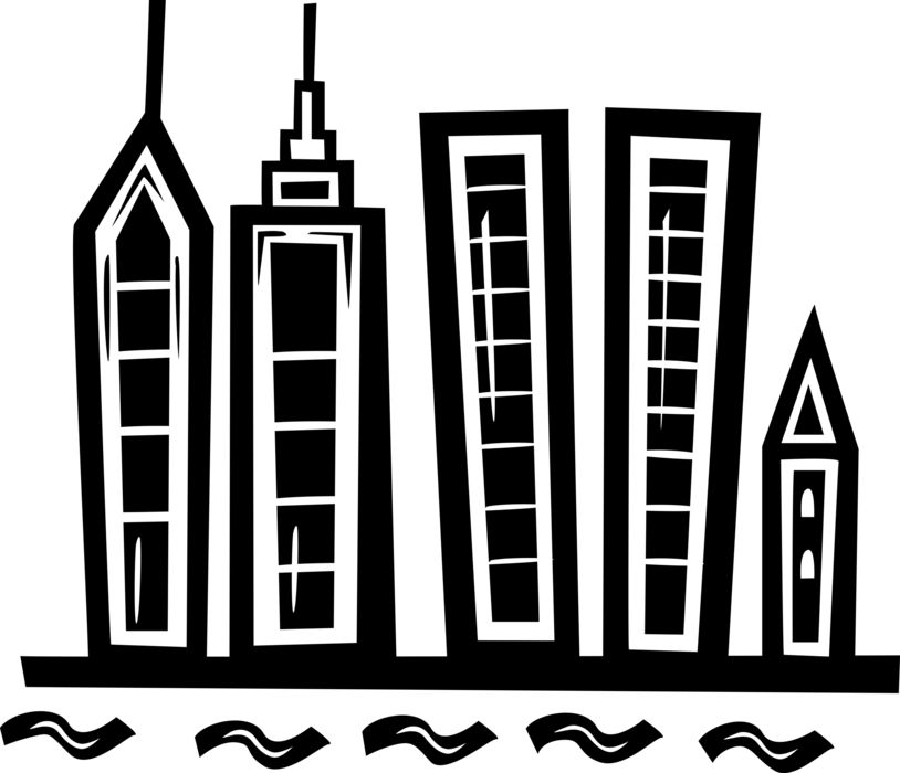 Vector Illustration of Urban Metropolitan Cityscape Skyscraper Building Skyline