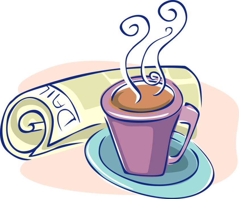Vector Illustration of Morning Cup of Coffee with Today's Newspaper