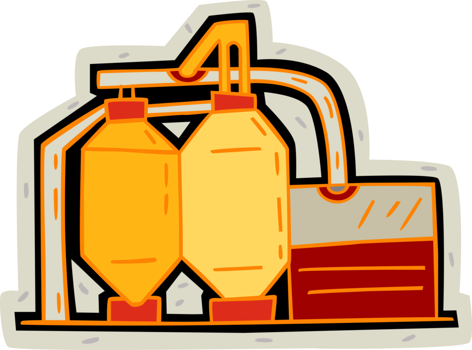 Vector Illustration of Farm Grain Storage Silos