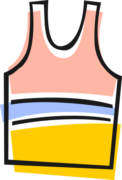 Vector Illustration of Sleeveless Wife-Beater T-Shirt Undershirt Underwear Clothing Shirt Garment 