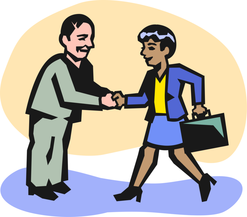 Vector Illustration of Business Associates Shake Hands in Introduction Greeting or Agreement Handshake
